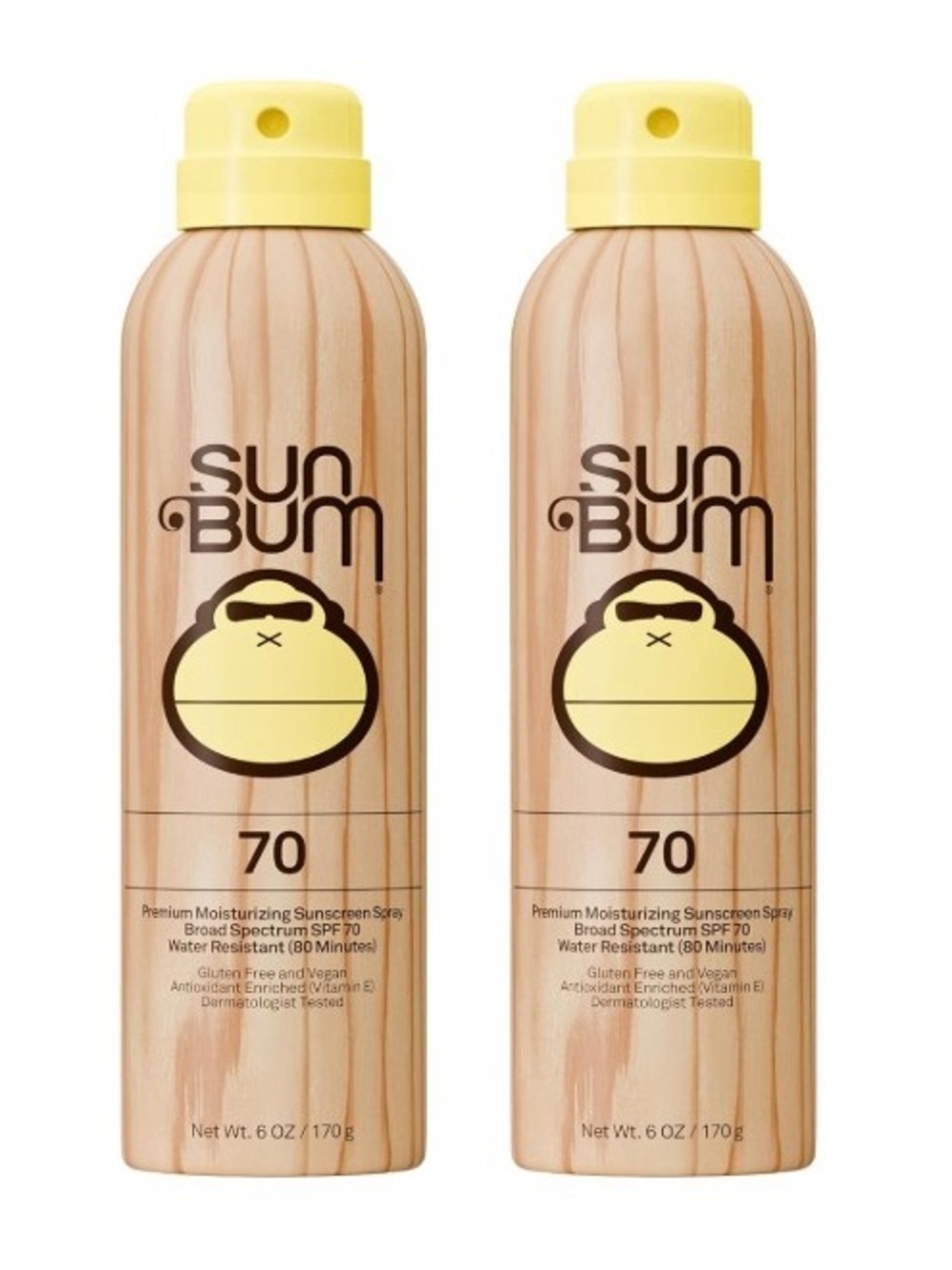 Sun Bum SPF 70 Sunscreen Body Spray 6 oz. 2 bottles